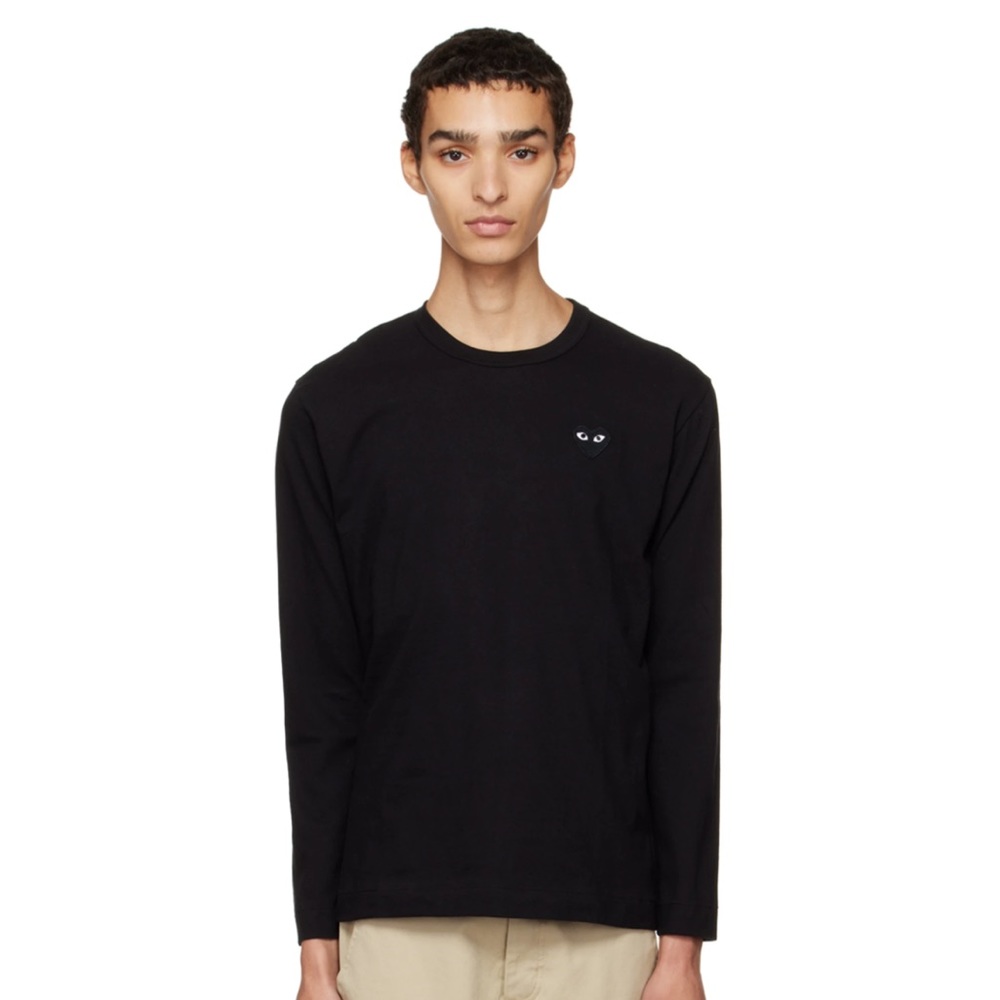 CDG PLAY black long sleeve embroidered logo shirt